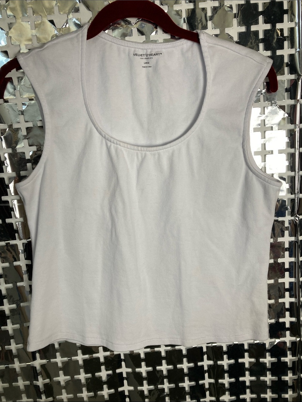 Velvet Heart White Scoop Neck Tank Top